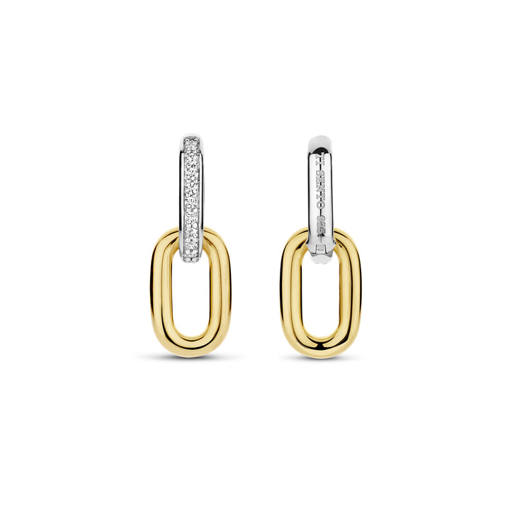 Ti Sento Yellow Gold Plated Cubic Zirconia Oval Link Drop Earrings - Michael Jones Jeweller