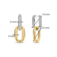 Ti Sento Yellow Gold Plated Cubic Zirconia Oval Link Drop Earrings - Michael Jones Jeweller