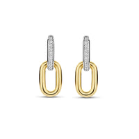 Ti Sento Yellow Gold Plated Cubic Zirconia Oval Link Drop Earrings - Michael Jones Jeweller