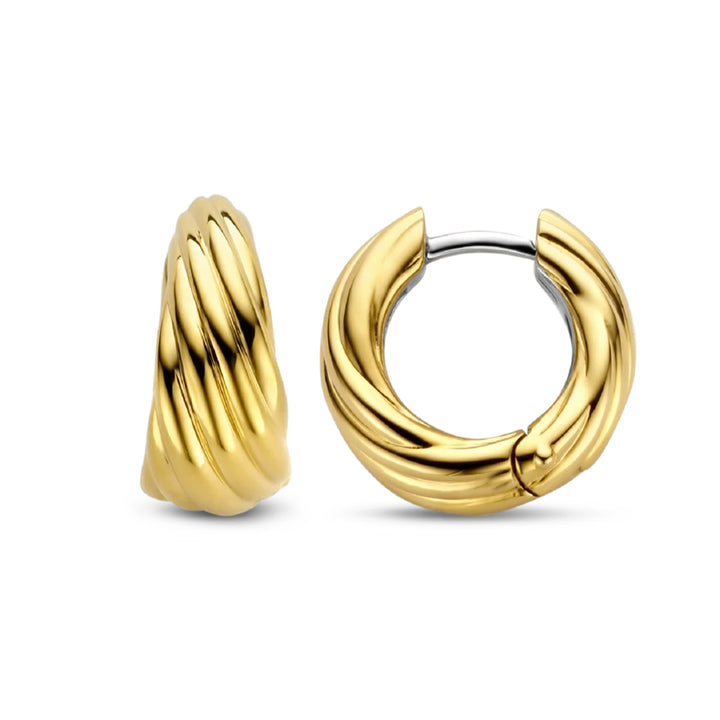 Ti Sento Twisted Yellow Gold Plated Hoop Earrings