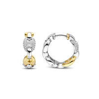 Ti Sento Yellow Gold Plated Cubic Zirconia Coffee Bean Link Hoop Earrings - Michael Jones Jeweller