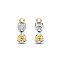 Ti Sento Yellow Gold Plated Cubic Zirconia Coffee Bean Link Hoop Earrings - Michael Jones Jeweller