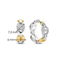 Ti Sento Yellow Gold Plated Cubic Zirconia Coffee Bean Link Hoop Earrings - Michael Jones Jeweller