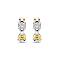Ti Sento Yellow Gold Plated Cubic Zirconia Coffee Bean Link Hoop Earrings - Michael Jones Jeweller