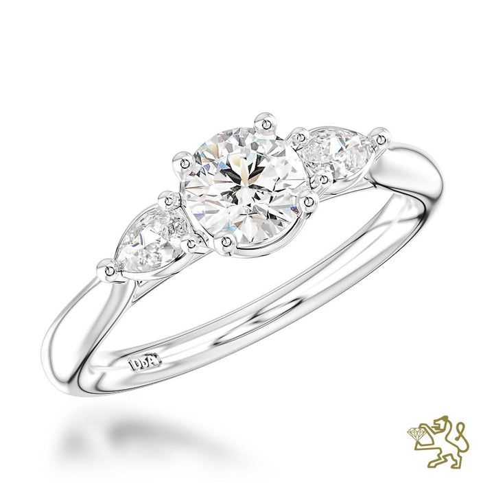 Florentine Three Stone 0.50ct G SI1 Diamond Platinum Ring