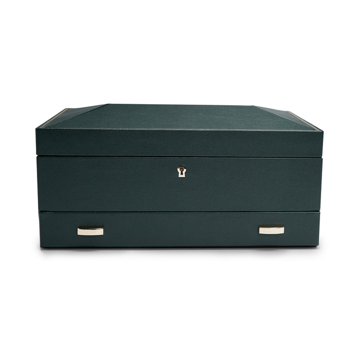 WOLF British Racing Green 10 Piece Watch Box with Storage