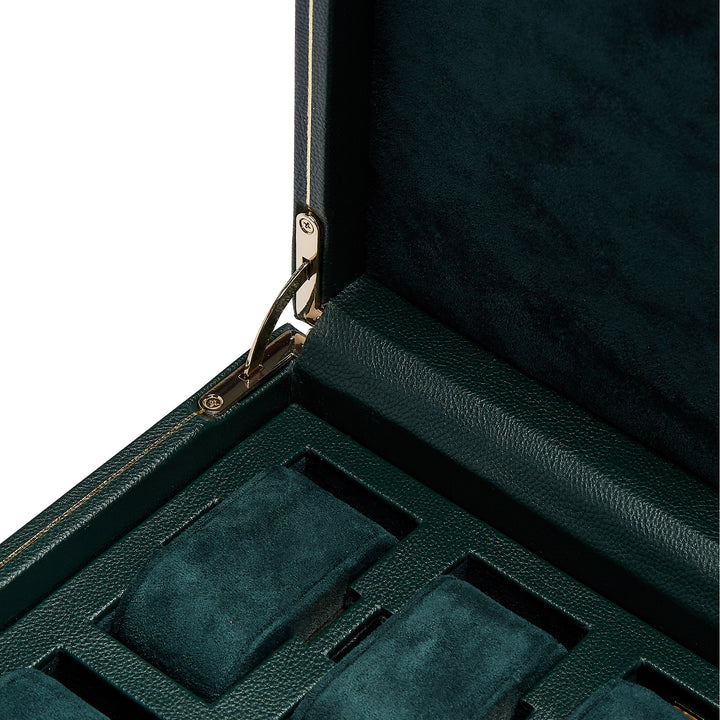 WOLF British Racing Green 10 Piece Watch Box with Storage - Michael Jones Jeweller
