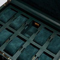 WOLF British Racing Green 10 Piece Watch Box with Storage - Michael Jones Jeweller