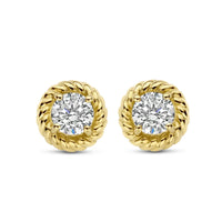 Ti Sento Yellow Gold Plated Rope Effect CZ Stud Earrings 7934ZY