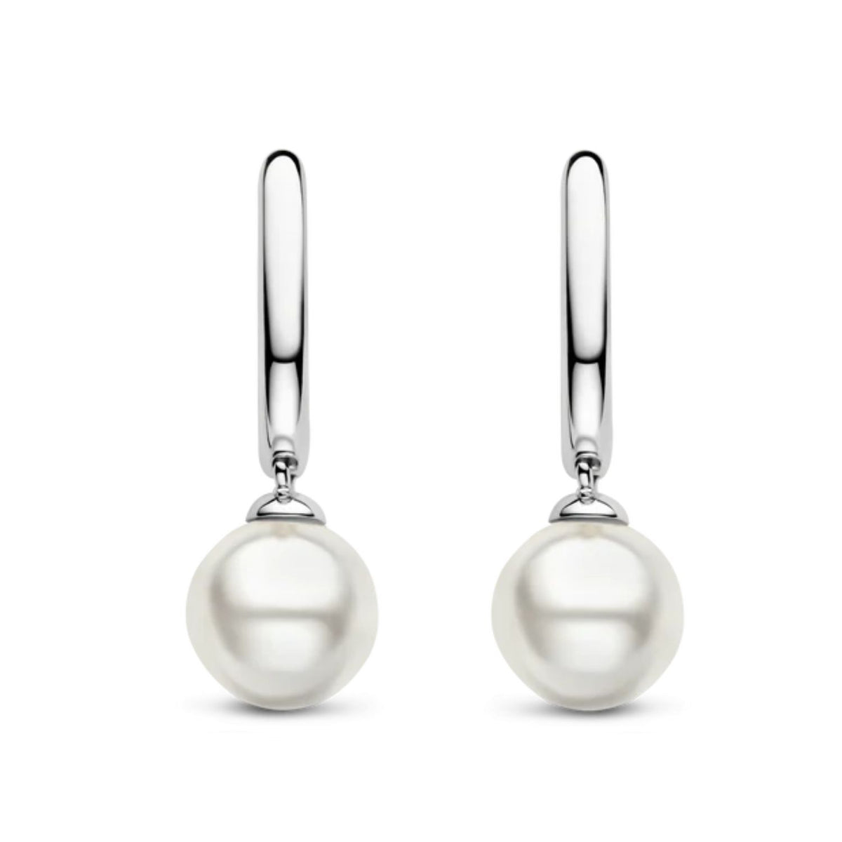 Ti Sento Silver Synthetic Pearl Drop Hoop Earrings 7939PW