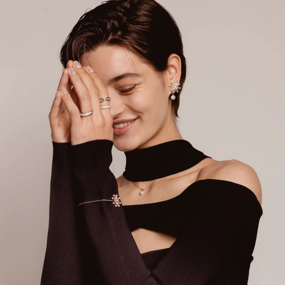 Ti Sento Silver Synthetic Pearl Drop Hoop Earrings 7939PW