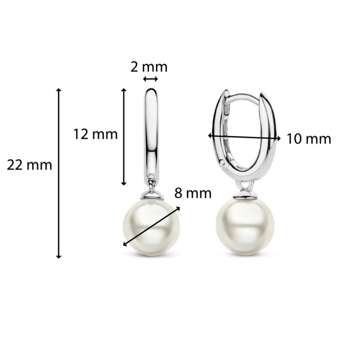 Ti Sento Silver Synthetic Pearl Drop Hoop Earrings 7939PW