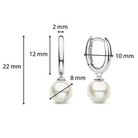 Ti Sento Silver Synthetic Pearl Drop Hoop Earrings