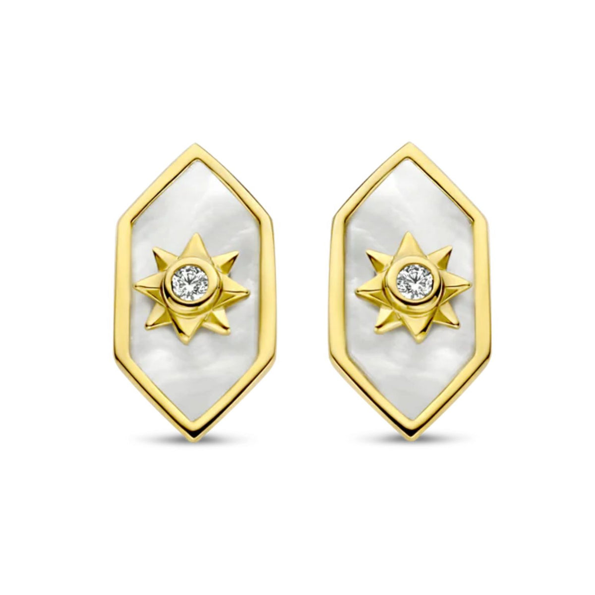 Ti Sento Yellow Gold Plated Mother Of Pearl Stud Earrings 7943MW - Michael Jones Jeweller