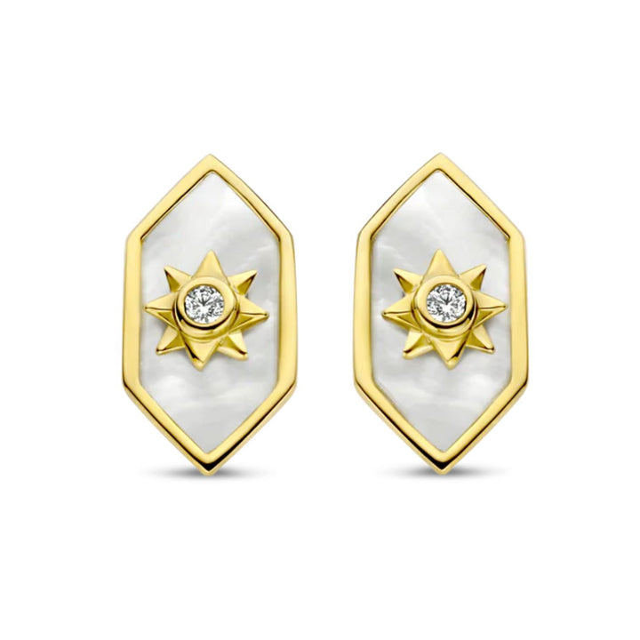 Ti Sento Yellow Gold Plated Mother Of Pearl Stud Earrings 7943MW