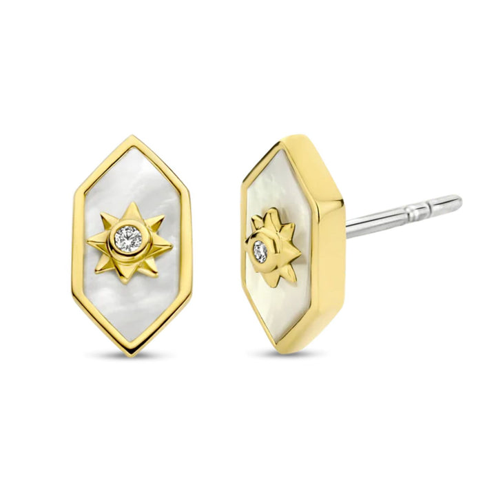 Ti Sento Yellow Gold Plated Mother Of Pearl Stud Earrings 7943MW