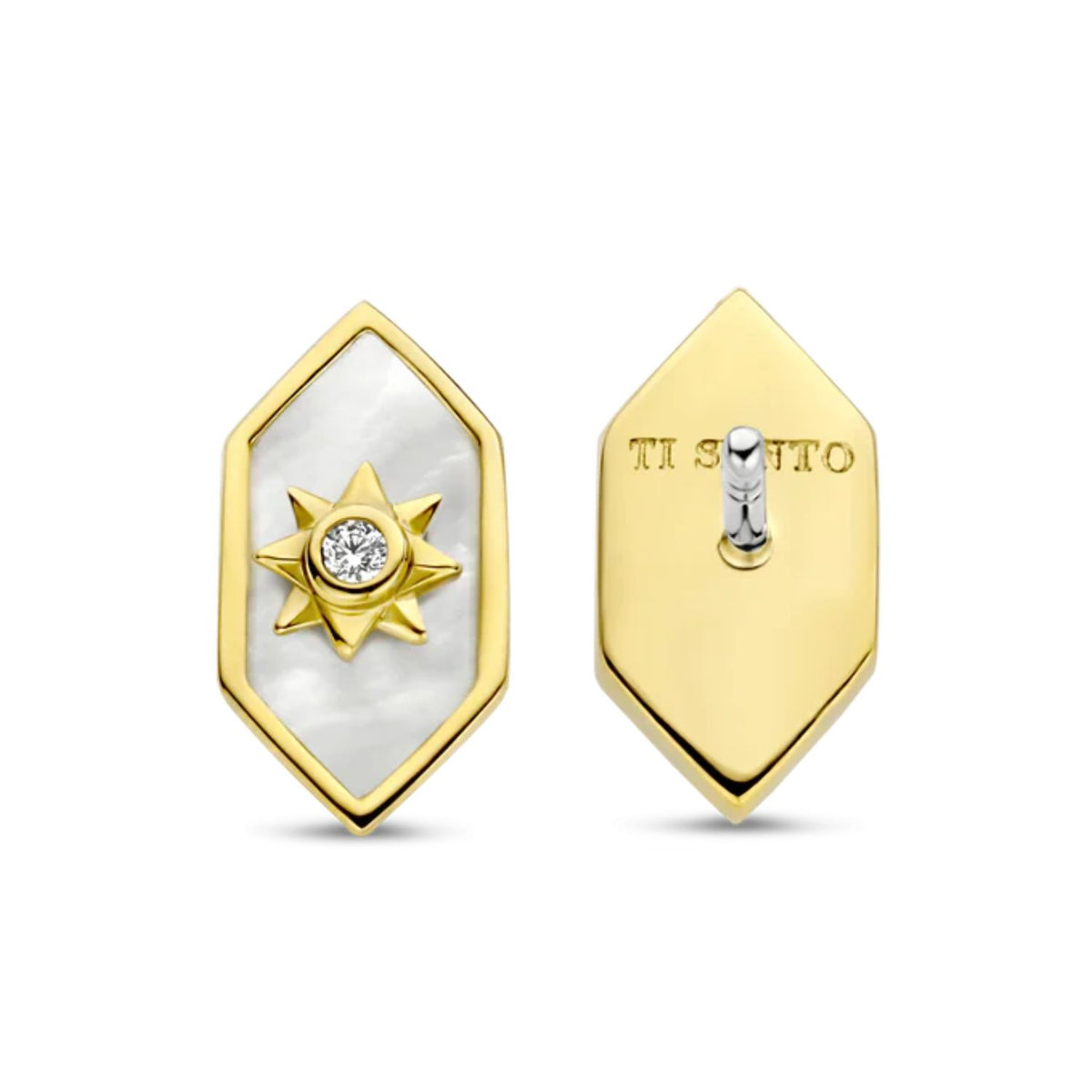 Ti Sento Yellow Gold Plated Mother Of Pearl Stud Earrings 7943MW - Michael Jones Jeweller