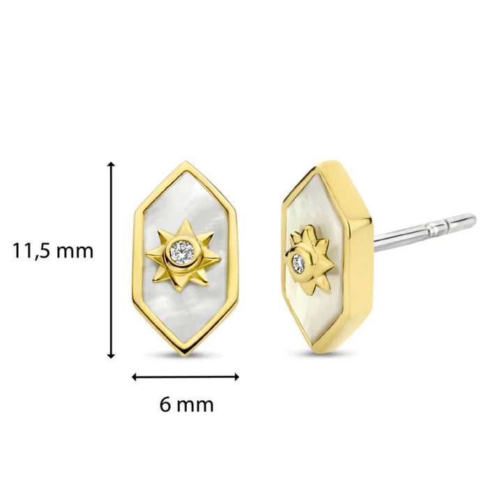 Ti Sento Yellow Gold Plated Mother Of Pearl Stud Earrings 7943MW