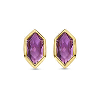 Ti Sento Yellow Gold Plated Purple CZ Stud Earrings 7944PU