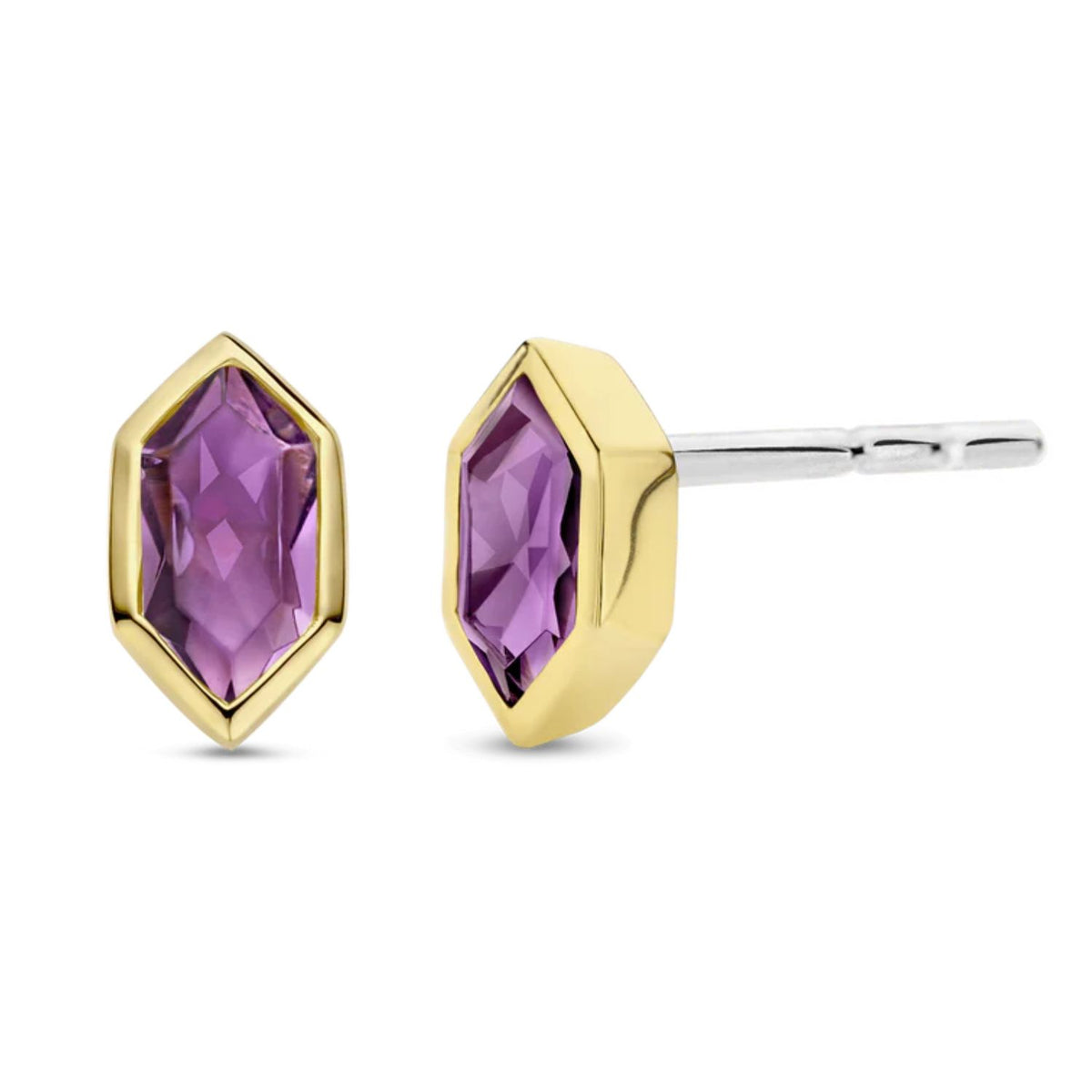 Ti Sento Yellow Gold Plated Purple CZ Stud Earrings 7944PU - Michael Jones Jeweller