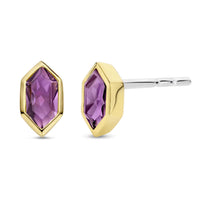 Ti Sento Yellow Gold Plated Purple CZ Stud Earrings 7944PU