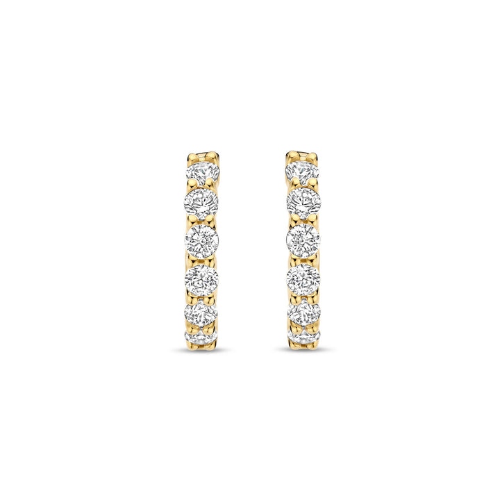 Ti Sento Yellow Gold Plated Cubic Zirconia Small 12mm Huggy Hoop Earrings - Michael Jones Jeweller