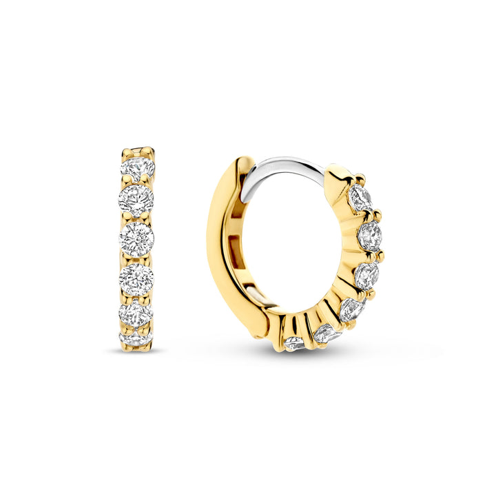 Ti Sento Yellow Gold Plated Cubic Zirconia Small 12mm Huggy Hoop Earrings - Michael Jones Jeweller