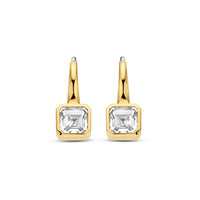 Ti Sento Yellow Gold Plated Square Cubic Zirconia Drop Earrings 7966ZY
