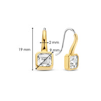 Ti Sento Yellow Gold Plated Square Cubic Zirconia Drop Earrings 7966ZY