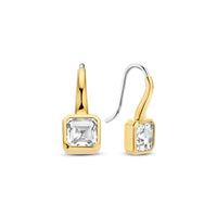 Ti Sento Yellow Gold Plated Square Cubic Zirconia Drop Earrings 7966ZY