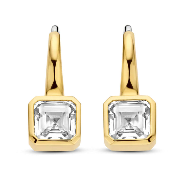Ti Sento Yellow Gold Plated Square CZ Drop Earrings 7966ZY