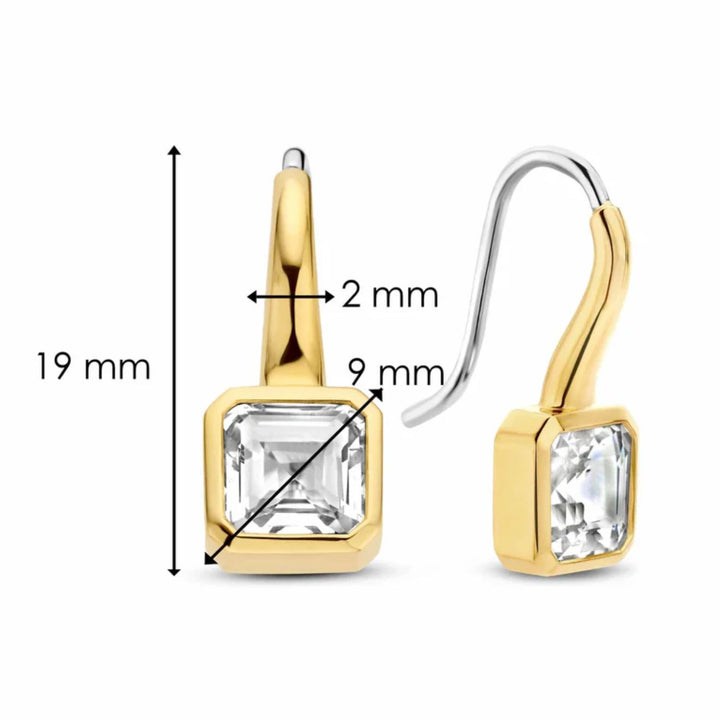 Ti Sento Yellow Gold Plated Square CZ Drop Earrings 7966ZY