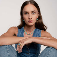 Ti Sento Yellow Gold Plated Turquoise Blue and Blue Cubic Zirconia Drop Hoop Earrings