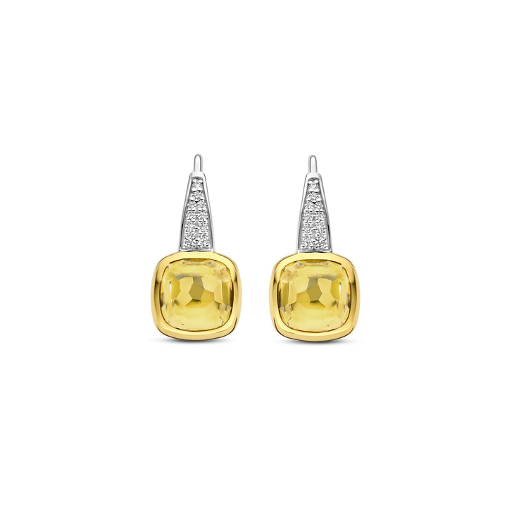 Ti Sento Yellow Gold Plated Yellow Crystal and Cubic Zirconia Drop Earrings 7969DY