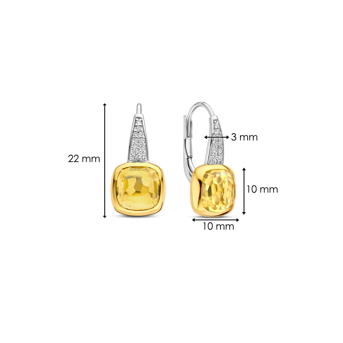 Ti Sento Yellow Gold Plated Yellow Crystal and Cubic Zirconia Drop Earrings 7969DY - Michael Jones Jeweller