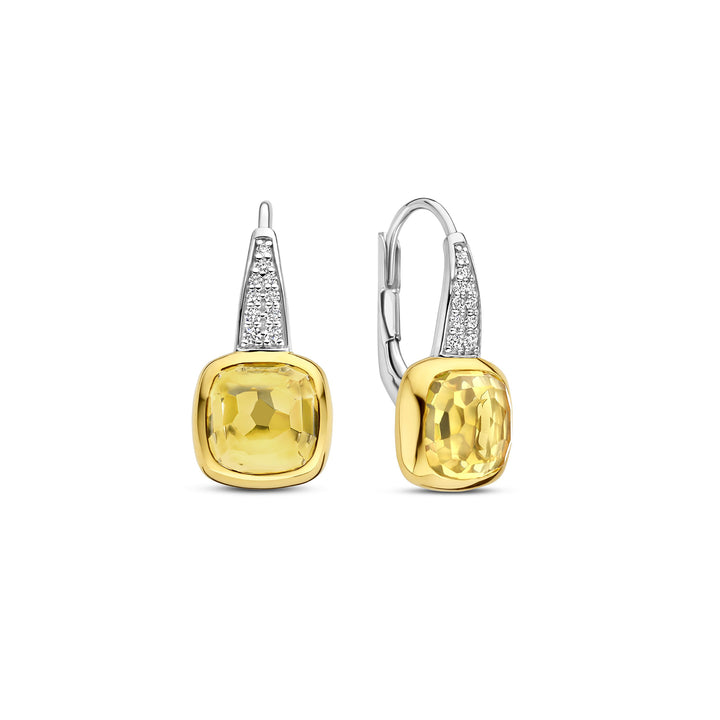 Ti Sento Yellow Gold Plated Yellow Crystal and Cubic Zirconia Drop Earrings 7969DY