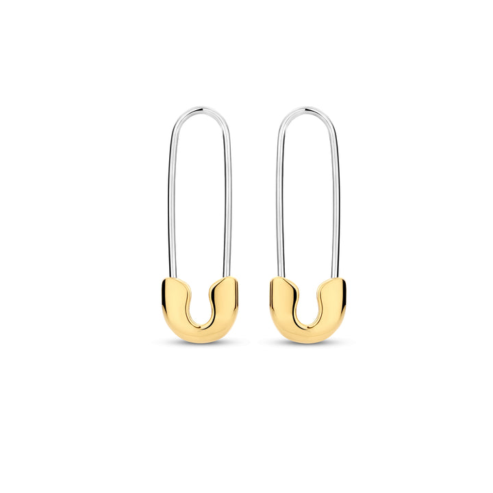 Ti Sento Yellow Gold Plated Safety Pin Drop Earrings