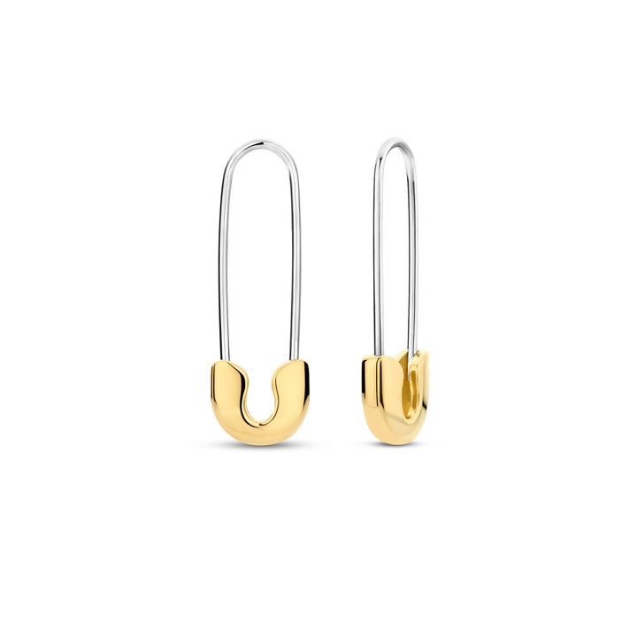 Ti Sento Yellow Gold Plated Safety Pin Drop Earrings