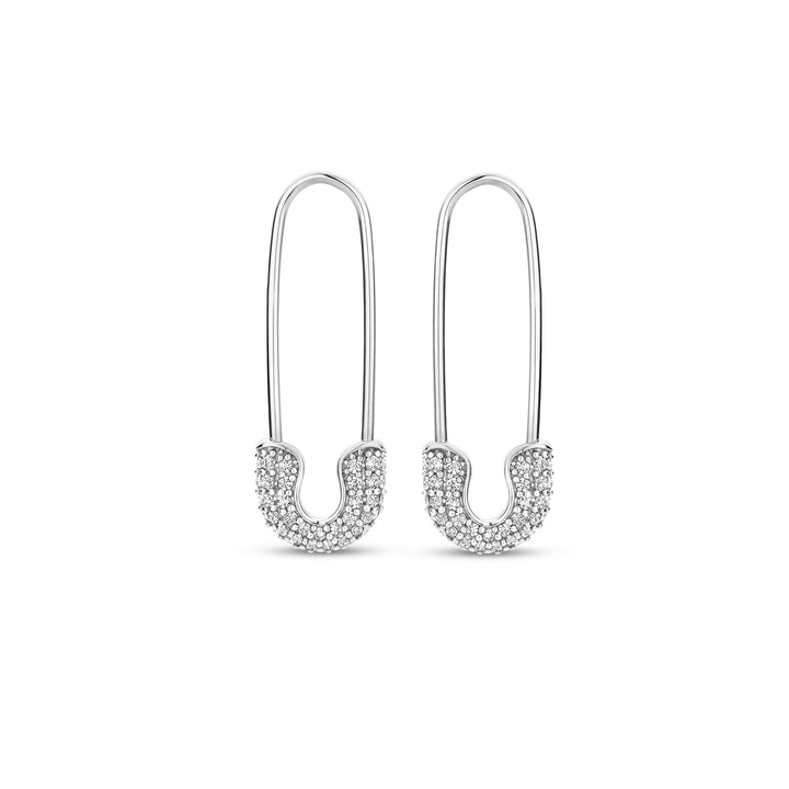 Ti Sento Cubic Zirconia Safety Pin Drop Earrings