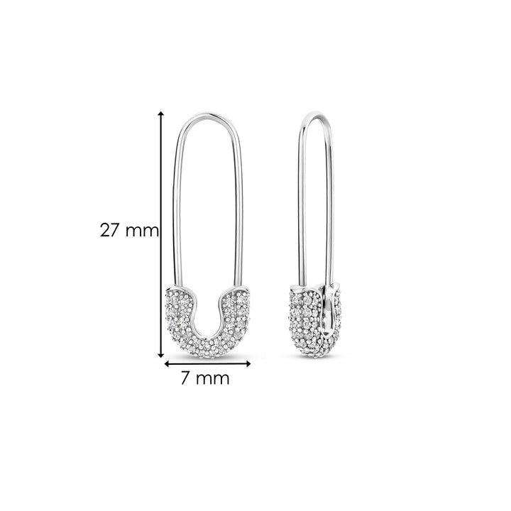 Ti Sento Cubic Zirconia Safety Pin Drop Earrings - Michael Jones Jeweller