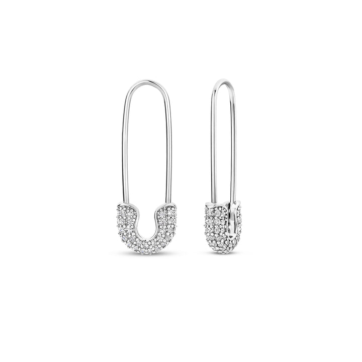 Ti Sento Cubic Zirconia Safety Pin Drop Earrings