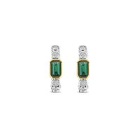 Ti Sento Yellow Gold Plated Green Cubic Zirconia Hoop Earrings - Michael Jones Jeweller
