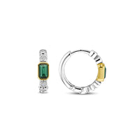 Ti Sento Yellow Gold Plated Green Cubic Zirconia Hoop Earrings - Michael Jones Jeweller