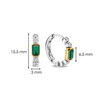 Ti Sento Yellow Gold Plated Green Cubic Zirconia Hoop Earrings - Michael Jones Jeweller