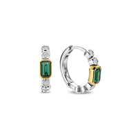 Ti Sento Yellow Gold Plated Green Cubic Zirconia Hoop Earrings - Michael Jones Jeweller