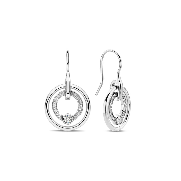 Ti Sento Cubic Zirconia Double Circle Drop Earrings - Michael Jones Jeweller