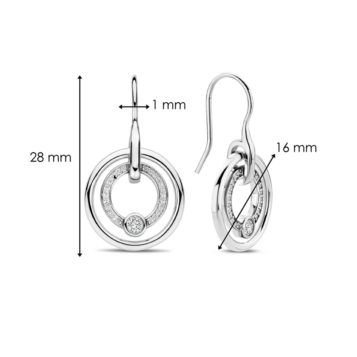 Ti Sento Cubic Zirconia Double Circle Drop Earrings - Michael Jones Jeweller