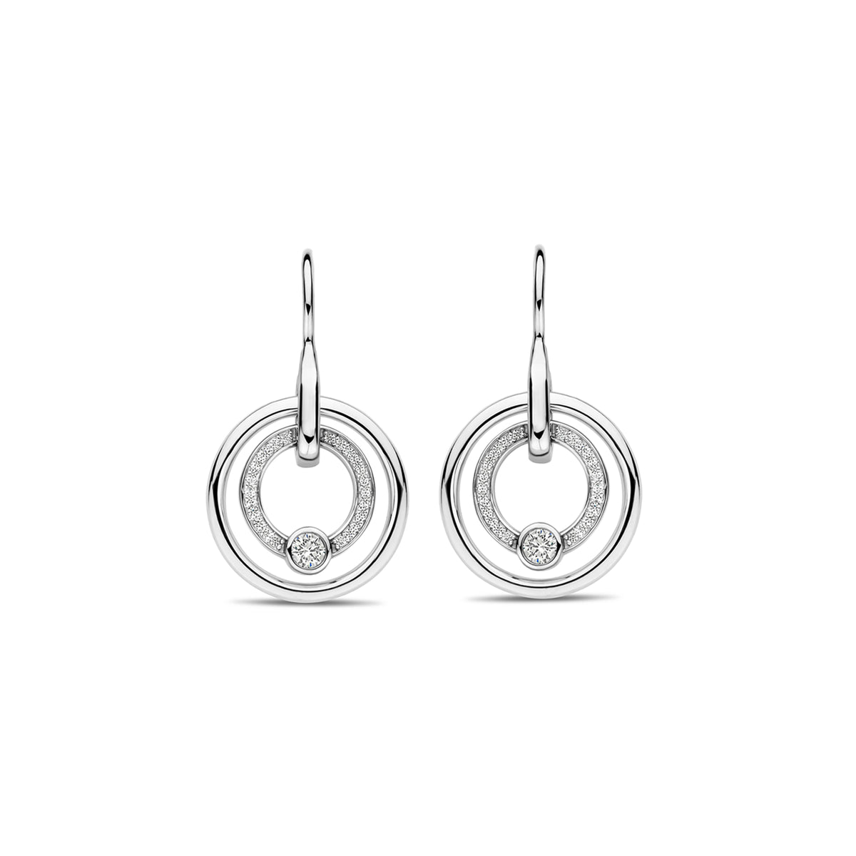 Ti Sento Cubic Zirconia Double Circle Drop Earrings - Michael Jones Jeweller