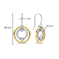 Ti Sento Yellow Gold Plated Cubic Zirconia Double Circle Drop Earrings - Michael Jones Jeweller