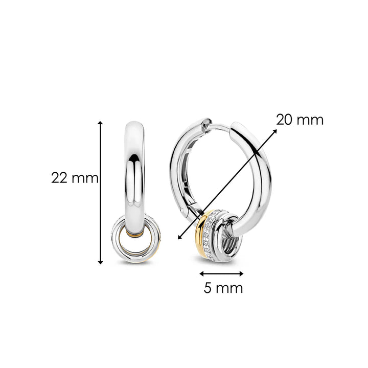 Ti Sento Yellow Gold Plated Cubic Zirconia Triple Ring Hoop Earrings - Michael Jones Jeweller
